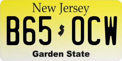 NJ license plate B65OCW