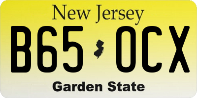 NJ license plate B65OCX
