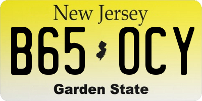 NJ license plate B65OCY