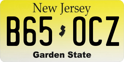NJ license plate B65OCZ