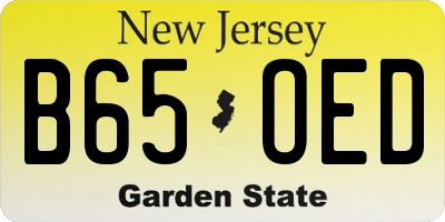 NJ license plate B65OED