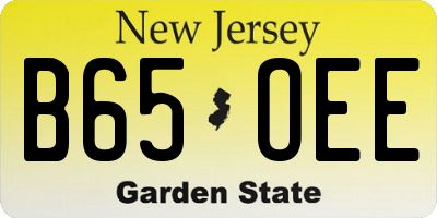 NJ license plate B65OEE