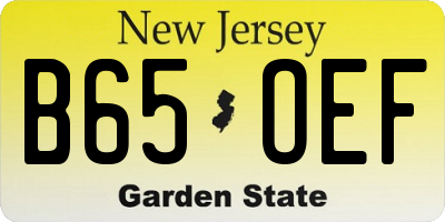 NJ license plate B65OEF