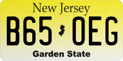 NJ license plate B65OEG