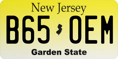 NJ license plate B65OEM