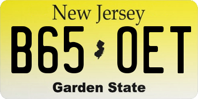 NJ license plate B65OET