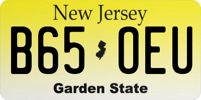 NJ license plate B65OEU