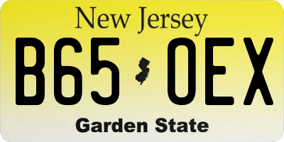 NJ license plate B65OEX