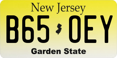 NJ license plate B65OEY