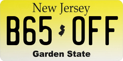 NJ license plate B65OFF