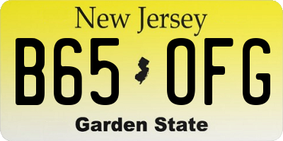 NJ license plate B65OFG