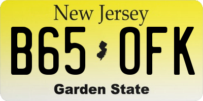 NJ license plate B65OFK