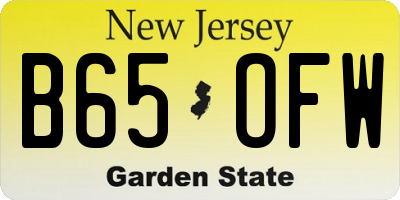 NJ license plate B65OFW