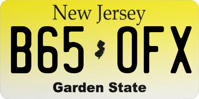 NJ license plate B65OFX