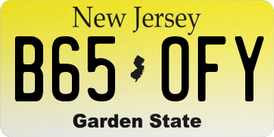 NJ license plate B65OFY
