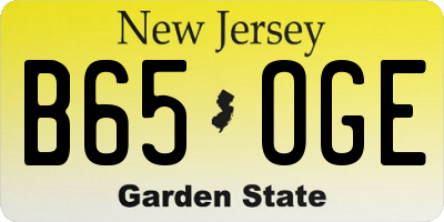 NJ license plate B65OGE