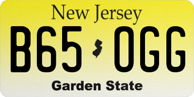 NJ license plate B65OGG
