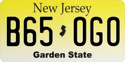 NJ license plate B65OGO