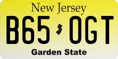 NJ license plate B65OGT