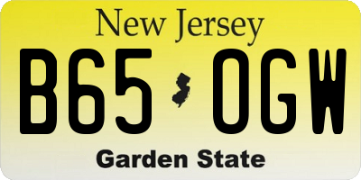 NJ license plate B65OGW
