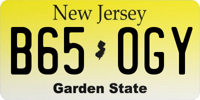 NJ license plate B65OGY