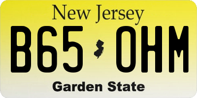 NJ license plate B65OHM