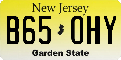 NJ license plate B65OHY