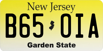 NJ license plate B65OIA