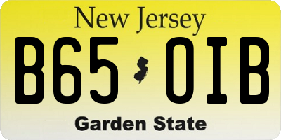 NJ license plate B65OIB