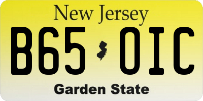 NJ license plate B65OIC