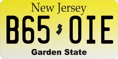 NJ license plate B65OIE