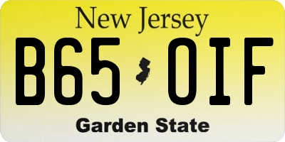 NJ license plate B65OIF