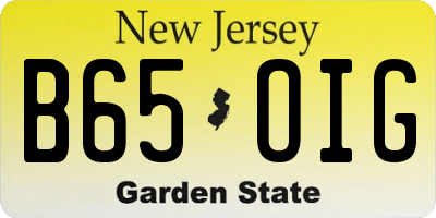 NJ license plate B65OIG
