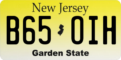 NJ license plate B65OIH
