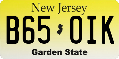 NJ license plate B65OIK