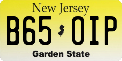 NJ license plate B65OIP