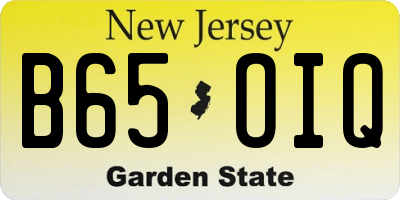 NJ license plate B65OIQ