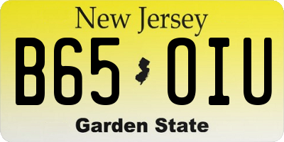 NJ license plate B65OIU