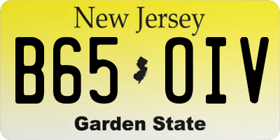 NJ license plate B65OIV