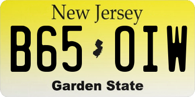 NJ license plate B65OIW