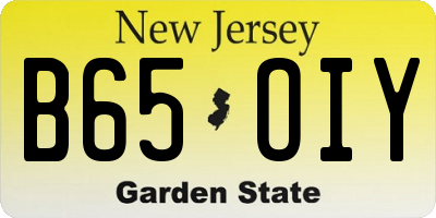 NJ license plate B65OIY