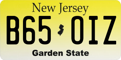 NJ license plate B65OIZ