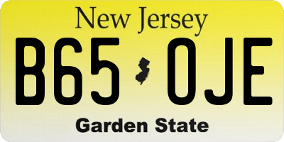 NJ license plate B65OJE