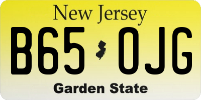 NJ license plate B65OJG