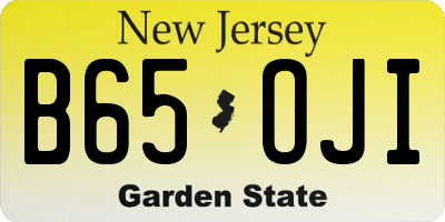 NJ license plate B65OJI
