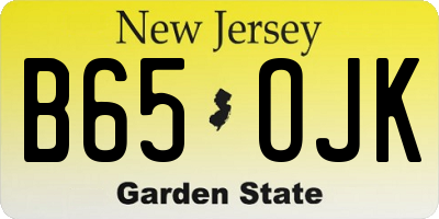 NJ license plate B65OJK