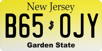 NJ license plate B65OJY