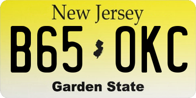NJ license plate B65OKC