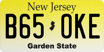 NJ license plate B65OKE