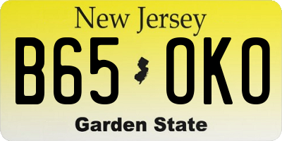 NJ license plate B65OKO